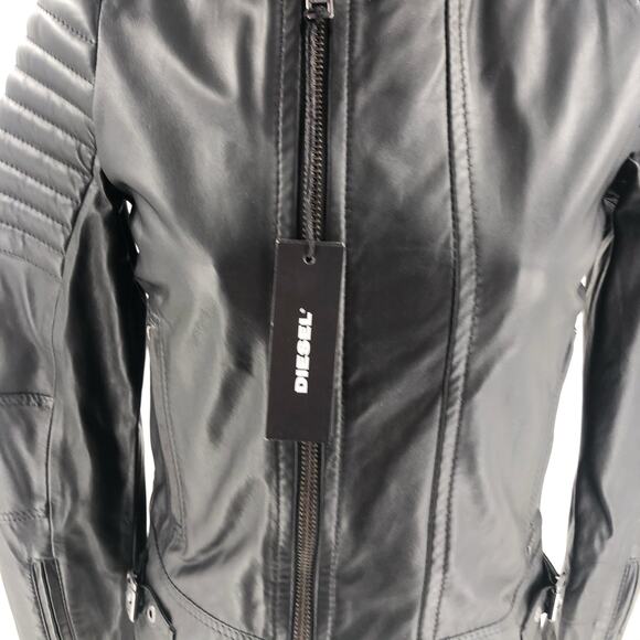 Diesel Lily Biker Leather Jacket Black Size XS NWT $700 - Picture 6 of 10
